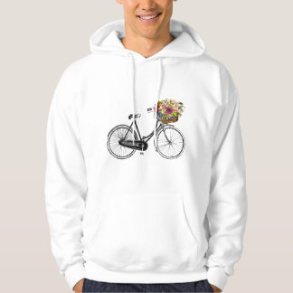 Antieke pentekening fiets bloemmand hoodie