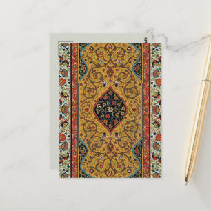 Antieke Perzische Rijke Tapijt Elegante Vloerkleed Briefkaart