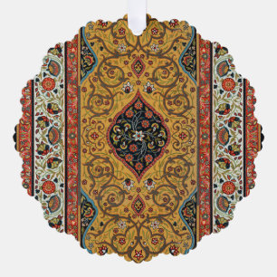 Antieke Perzische Rijke Tapijt Elegante Vloerkleed Ornament Kaart