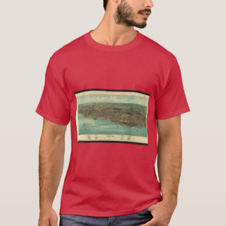 Antieke picturale kaart van Plymouth MA 1910 T-shirt