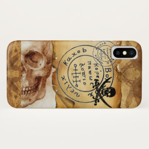 ANTIEKE PIRATEN SCHATKAART, SCHEDEL EN ZWAARDEN iPhone X HOESJE