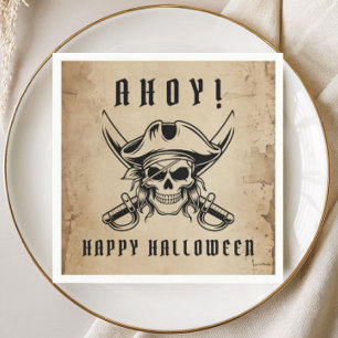 Antieke Piratenschedel Halloweenfeest Servet