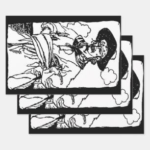 Antieke piratenschets van een kapitein door Howard Inpakpapier Vel