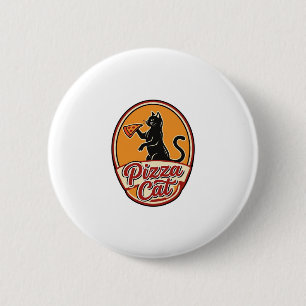 Antieke Pizza Kat Retro Grappige Kat Liefhebber De Ronde Button 5,7 Cm