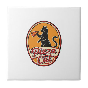 Antieke Pizza Kat Retro Grappige Kat Liefhebber De Tegeltje