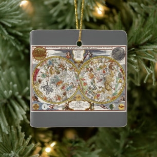 Antieke Planisfeer Sterrenkaart door Nicholas de F Keramisch Ornament