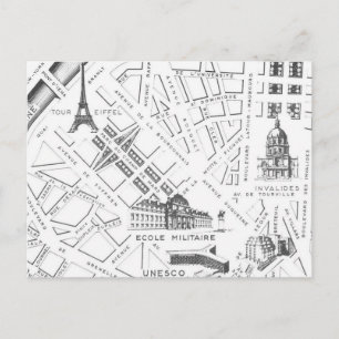 Antieke plattegrond van Parijs Z&W ansichtkaart Briefkaart