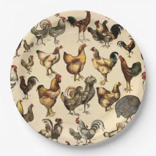 Antieke Pluimvee van de Wereld Kippenras Kunst Papieren Bordje