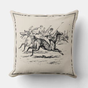 Antieke Polo Paarden Equestrie Monogram Kussen