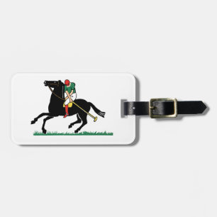 Antieke polospeler op pony bagagelabel
