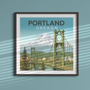 Antieke Portland Oregon Poster