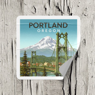 Antieke Portland Oregon Vierkante Sticker