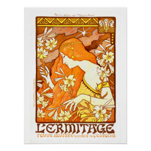 Antieke Poster Franse Tijdschrift Art Nouveau Vrou Perfect Poster