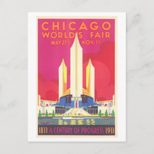 Antieke poster van de Wereldtentoonstelling in Chi Briefkaart