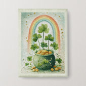 Antieke pot met goud en regenboog Button (Voorkant)