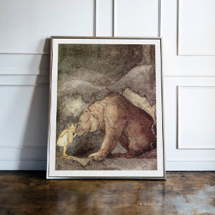 Antieke Princess Kus Van John Bauer Beer Op Neus Poster