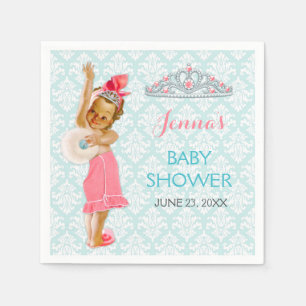 Antieke prinses babemeisje tiara roze & aqua servetten