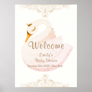 Antieke Prinses Zwanenmeisje Baby Shower Welkom Poster