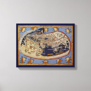 Antieke Ptolemaïsche Wereldkaart, Johannes van Arn Canvas Afdruk