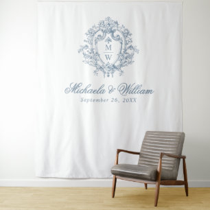 Antieke Regency Monogram Wapen Huwelijks Achtergro Wandkleed