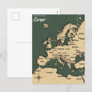 Antieke Reisgids van Europa Feestdagenkaart