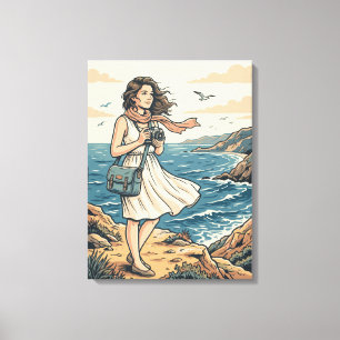 Antieke Reiskaart Kustfotografie Poster Illustrati Canvas Afdruk
