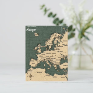 Antieke Reiskaart van Europa Briefkaart