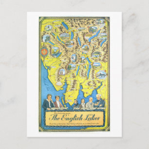 Antieke reisplattegrond van het Lake District in E Briefkaart