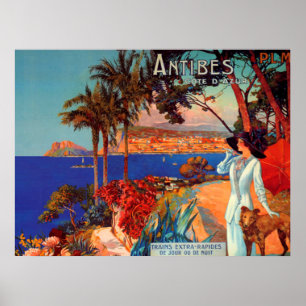 Antieke reisposter van Antibes Cote D'Azur Poster