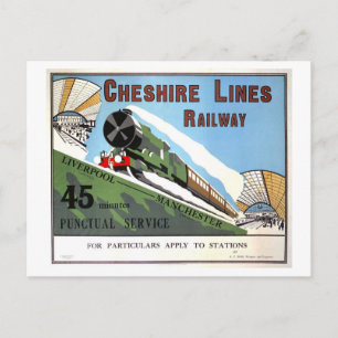 Antieke Reizigersposter Cheshire Lines Railway Briefkaart