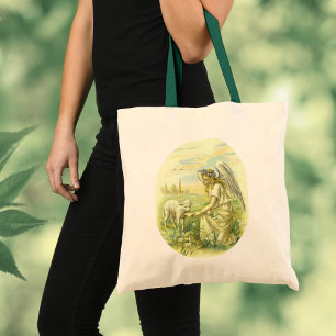 Antieke religieuze Pasen Victoriaanse engel met la Tote Bag