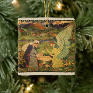Antieke religieuze wandtapijten met baby Jezus Chr Keramisch Ornament