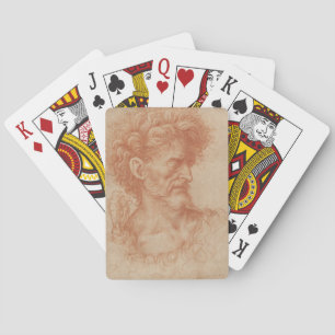 Antieke Renaissance Barok Rode Krijt Portret Pokerkaarten