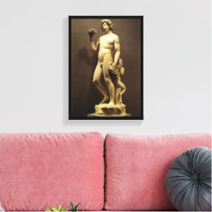 Antieke renaissancestandbeeld Bacchus van Michelan Canvas Afdruk