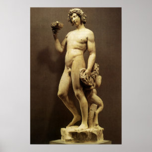 Antieke renaissancestandbeeld Bacchus van Michelan Poster