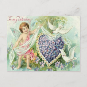 Antieke Retro Cupido Duiven Valentijnkaart Feestdagenkaart