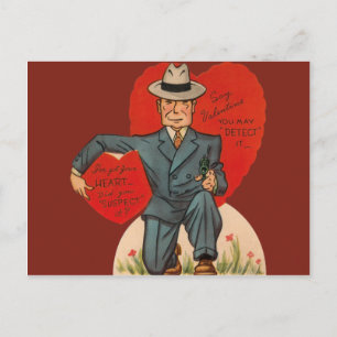 Antieke Retro Detective Valentijnkaart Feestdagenkaart