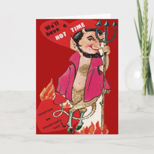 Antieke Retro Duivel Valentijnkaart Feestdagen Kaart