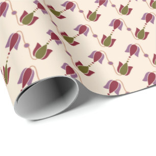 Antieke Robijn, Messing, Brons en Fuchsia Bloemen Cadeaupapier