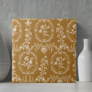Antieke Rococo Bloemen Bloempatroon Tegeltje