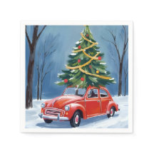 Antieke rode auto kerstboom vakantie