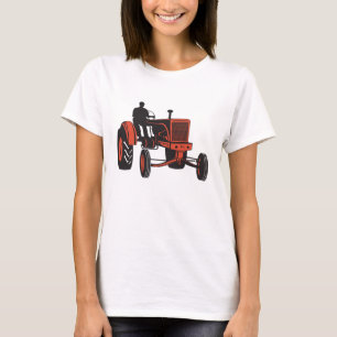 Antieke rode boerentractor Retro boer T-shirt