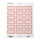 Antieke rode geruite potlabel etiket (Full Sheet)