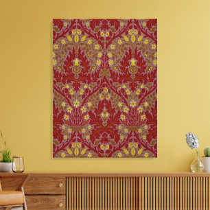Antieke Rode Goud William Morris Herfstbloemen Canvas Afdruk