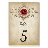 Antieke Rode Roos Tafel Nummerkaart Vintage Kaart (Achterkant)