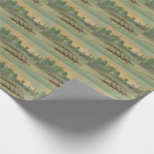 Antieke roeiers bemanning race boot race cadeaupapier