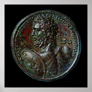 ANTIEKE ROMEINSE BRONZEN MEDAILLON SEPTIMUS SEVERU POSTER