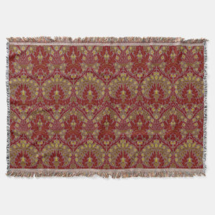 Antieke Rood Goud William Morris Herfst Bloemen Deken