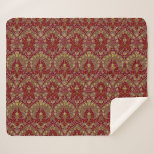 Antieke Rood Goud William Morris Herfst Bloemen Sherpa Deken