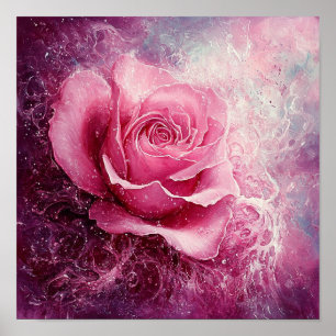 Antieke Roos Bloemige Botanische Kunst Huis Makeov Poster